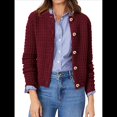thumbnail image 1 of Cárdigan de Punto para Mujer, Informal, de Larga, con Botones, Abierto, Moderno, para Exteriores Vino Tinto L, 1 of 10