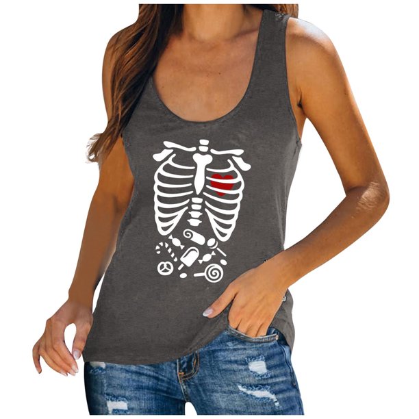 Blusa informal sin mangas con cuello redondo y estampado de verano para mujer a la moda Fridja gh5591