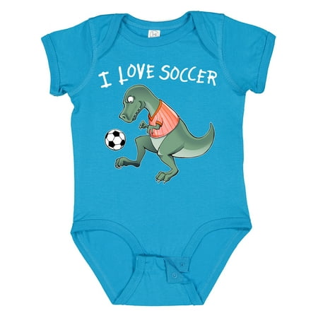 

Inktastic I Love Soccer-Dinosaur in Orange Gift Baby Boy or Baby Girl Bodysuit