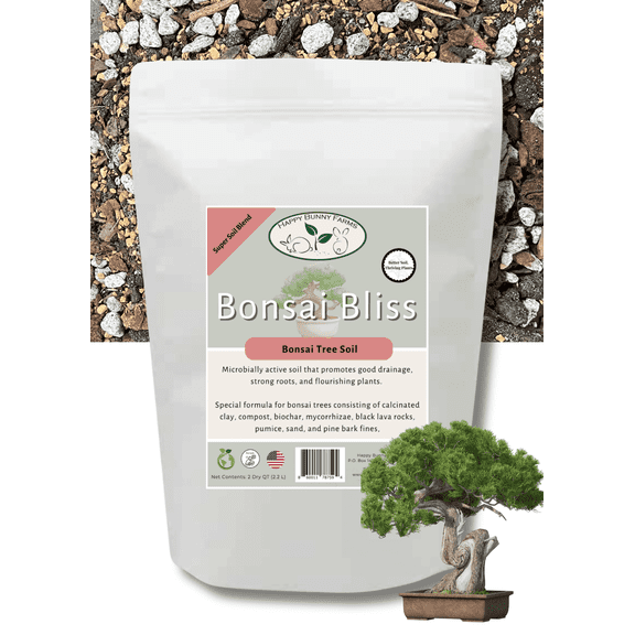 Bonsai Tree Potting Soil,  2qt Bag. With Biochar, Mycorrhizae, Lava Rocks, Pumice, Pine Bark