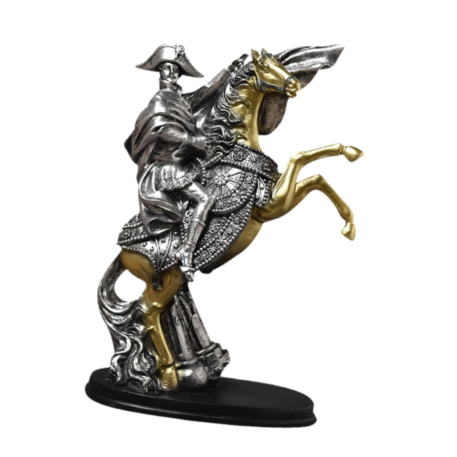 TISHITA Resin Figurine Knight Statue Gift for Home Decor Crafts Ornament Knight Sculpture for Fireplace Bookshelf Hallway Living Room Silver Knight