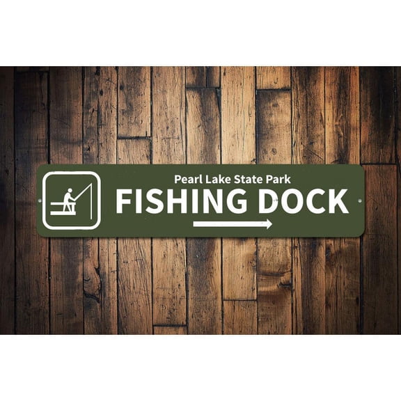 Fishing Dock Arrow Novelty Sign, Metal Wall Decor - 4x18 inches