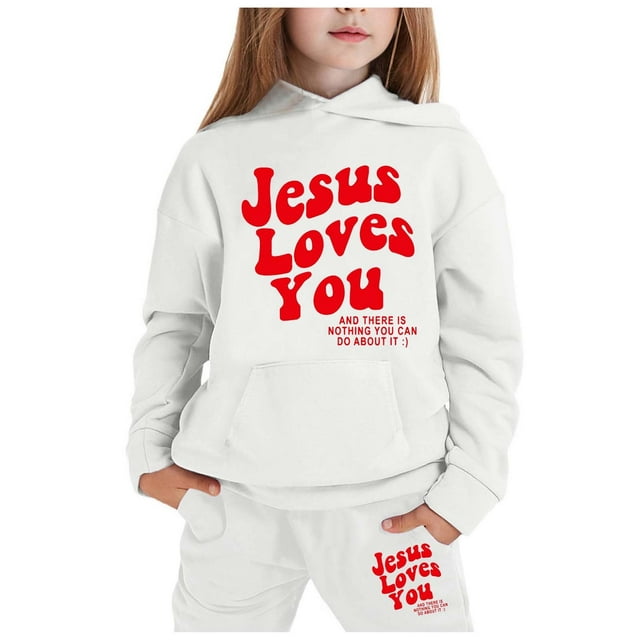 Hiiyo Big Girls Hoodie Set Letter Printed Hooded Sweatshirt Sweatpants 2Pcs Outfits