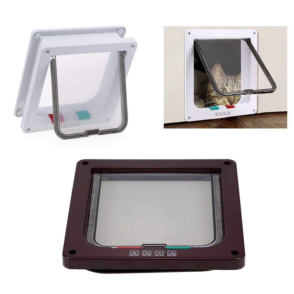 Cat Door Pet Entry Safe Ferromagnetic Pet Flap Door 4 Ways Locking