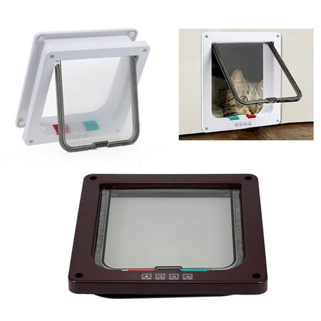 Cat Door Pet Entry Safe Ferromagnetic Pet Flap Door 4 Ways Locking Automatically Close for Kitty Small