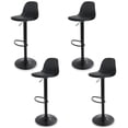 thumbnail image 1 of Sillas para Bar y Barra de Cocina con Respaldo y Reposapies de Altura Ajustable Banco Taburete Giratorio con Asiento Acolchado de Diseño Moderno Set 4 Piezas Full Black, 1 of 5