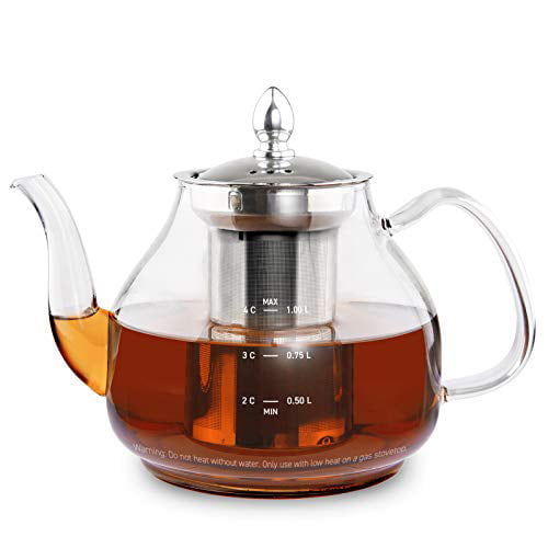 Stove Top Tea Kettles Hiware 45Oz Large Glass Teapot Kettle With Infuser Removab 