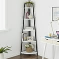 thumbnail image 4 of Danya B. Free-Standing 5-Tier Pyramid Corner Shelf in Black Metal Frame with White MDF Shelves, 4 of 11