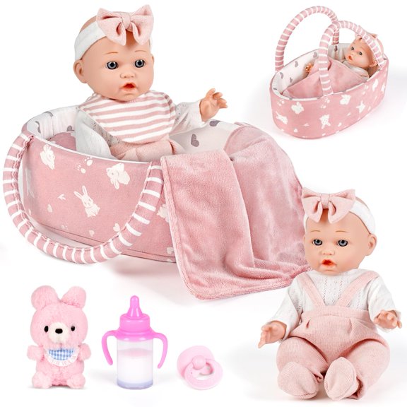 Baby Doll Playset Dreamon con capazo portabebé de 30 cm, 11 unidades