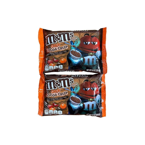 M&M's Creepy Cocoa Crisp Dark Chocolate Candy, Pack of 2 ( 2 X 8oz Bag) Halloween Candy Limited Edition