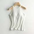 thumbnail image 3 of Holzkary Women Ribbed Tank Tops Built In Bra Halter Tank Top Sleeveless Undershirt Tank Running Yoga Tank Tops Women's Solid Color with Bra Bra One Vest Camisole Top White M, 3 of 7