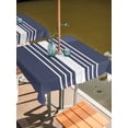 thumbnail image 2 of Square Outdoor Tablecloth with Umbrella Hole Vintage Striped Outside Table Cloth Waterproof Patio Table Cover Midnight Blue Modern Simple Lines Zipper Tablecloths for Picnic Party Camping 60x60 Inch, 2 of 8