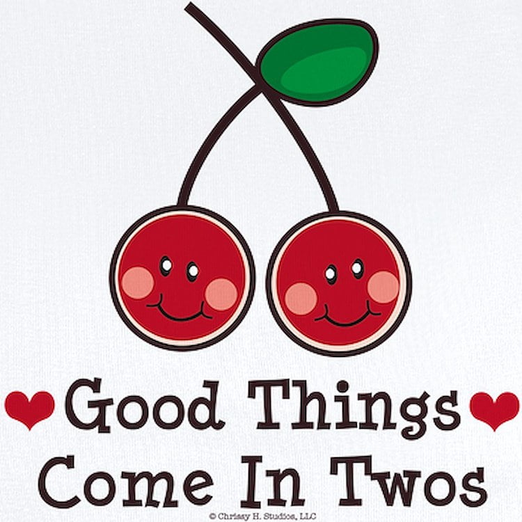 CafePress - Good Things Cherry Pink Twin Onesie Infant - Baby Light Bodysuit, Size Newborn - 24 Months