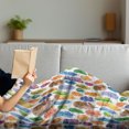 thumbnail image 3 of Feather Soft Flannel Fleece Throw Blanket, Pattern with Watercolor Drawing Style Feathers with Motifs Artwork, Cozy Plush for Indoor and Outdoor Use, 60" x 80", Multicolor, by Ambesonne, 3 of 5