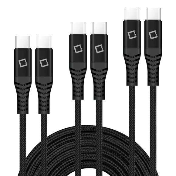 Lot de 3 Câbles USB-C, 3 Pi, 6 Pi et 10 Pi, Câbles USB-C vers USB-C
