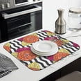 thumbnail image 3 of Microfibre Drying Mat for Kitchen Flowers on Black and White Striped Dish Drying Drainer Mat Absorbent Drying Mat Washing Up for Glass, Plate & Cup 16inch X 18inch, 3 of 7