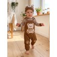 thumbnail image 6 of RUINIXCW Baby Boy Fall Outfit Striped Long Sleeve Romper Applique Overall Pants Hat, 6 of 8