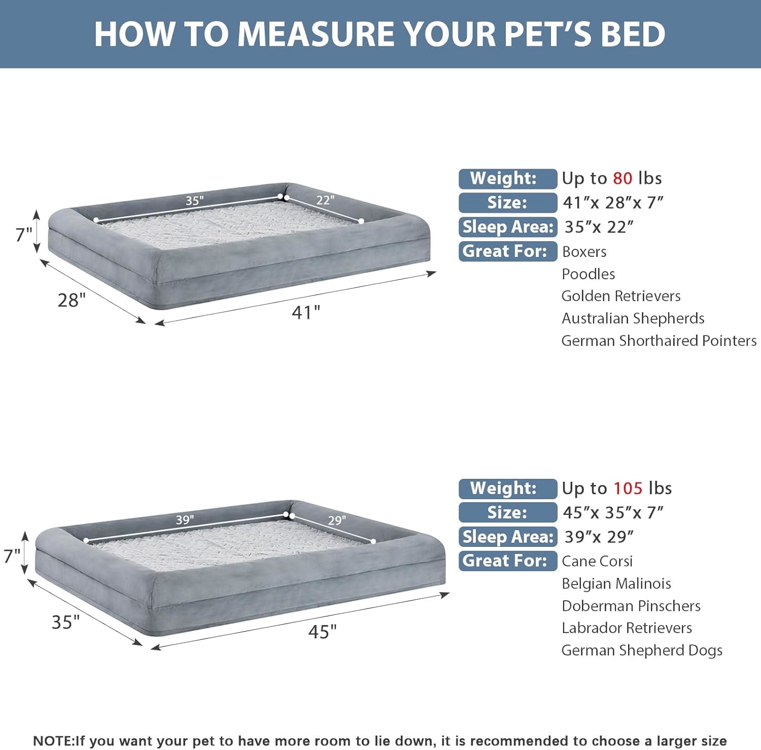 Extra Large Waterproof Dog Bed With Removable Cover Orthopedic Support Design