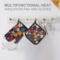 thumbnail image 4 of Yayeee Oven Mitts and Pot Holder Set of 2 Heat Resistant Kitchen Gloves Baking Hot Pad, Bright Colorful Flowers Pattern, 4 of 5