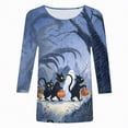 thumbnail image 4 of Godom Crew Neck Fall T-Shirt for Women Family Halloween Tops 3/4 Length Sleeve Pumpkin Graphic Tees, 4 of 4