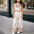 thumbnail image 1 of Conjuntos de camiseta sin mangas con cuello redondo para niños, estampados florales de verano, sin mangas, tirantes finos, prenda superior y pantalones vaqueros, conjunto de dos piezas para niños, cam, 1 of 7
