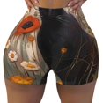 thumbnail image 2 of Fotbe Black Cat in Wildflowers Shorts Sin Costuras – Shorts Deportivos de Cintura Alta para Mujer, Elásticos para Gimnasio, Yoga, Running o Ciclismo-Large, 2 of 8