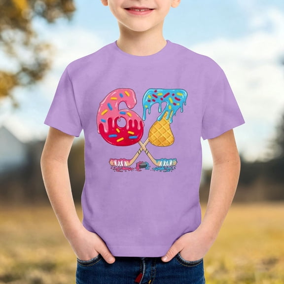 Kids T-Shirts 6 7 Six Seven Letter T-Shirts Comfortable Cool Graphic Boys Short Sleeve Tee With Number Print Shirt For Kids And Youth Daily Wear Purple 150(10-11 Years)