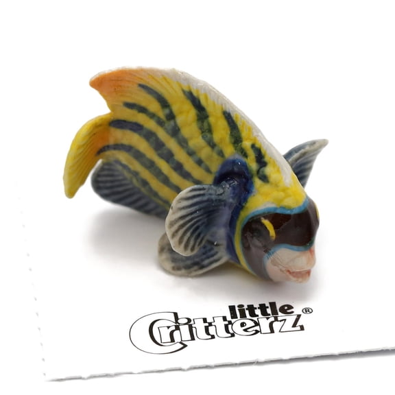 Little Critterz Fish - Emperor Angelfish "Imperator" - Hand-painted Home Decor Animal Decorative Figurine Birthday Gift - Miniature Porcelain Figurine
