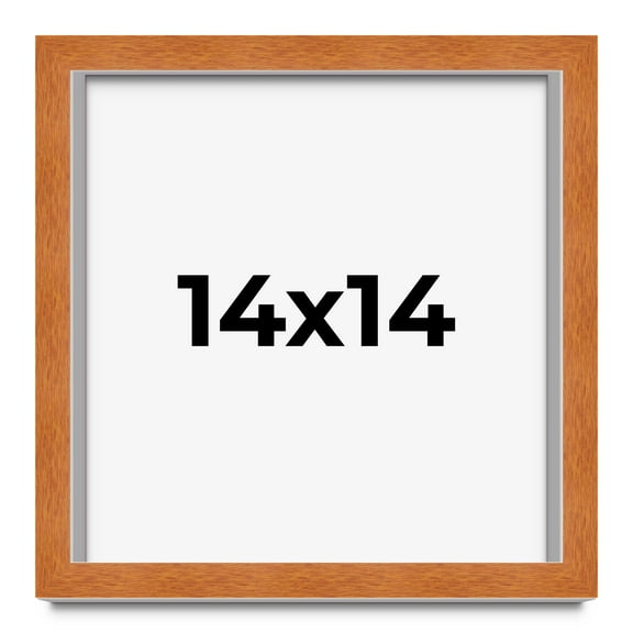 14x14 Shadow Box Frame Brown | 0.875 Inches Deep Real Wood Contemporary Shadowbox Display Frame |