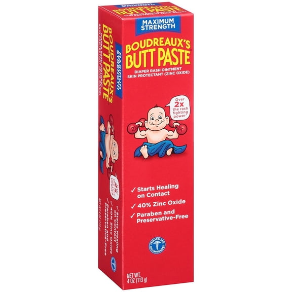 Boudreaux's Butt Paste Diaper Rash Cream, Maximum Strength, 4 Oz Tube