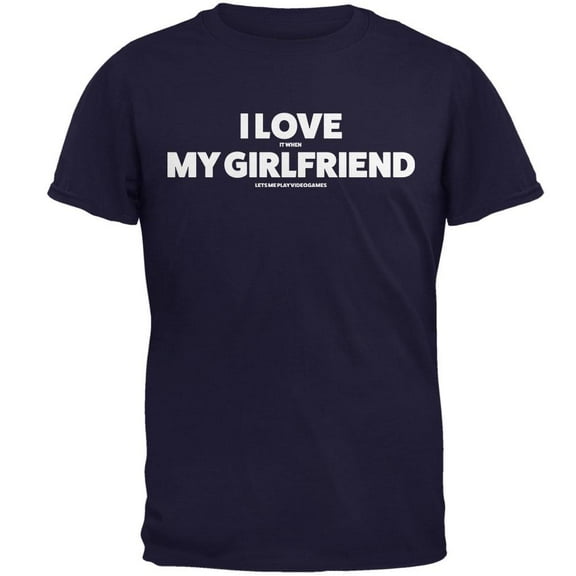 Valentines I Love My Girlfriend Video Games Navy Adult T-Shirt - 2X-Large