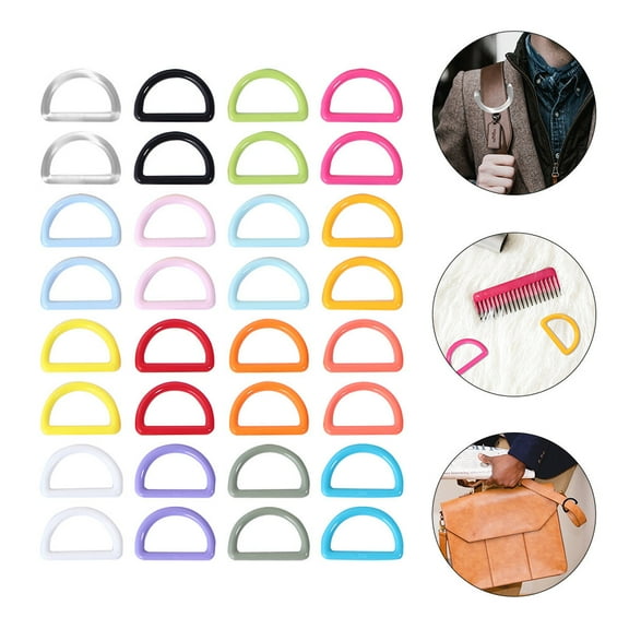 FRCOLOR 48Pcs Durable Plastic D Loop Buckles Ideal for Handbag Purse and Luggage Use