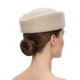 thumbnail image 6 of Hsqqdc Wool Blend Polyester Beige Vintage Stewardess Beret Hat 22-22.8 Inch Pillbox Headwear 1-Piece, 6 of 7