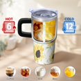 thumbnail image 6 of Sunflower 20oz Stainless Steel Tumbler with Handle and Straw – Insulated Travel Cup with Sliding Lid, 360° Full Wrap Printed Mug for Home, Outdoor & Sports Use, Foral, 6 of 6