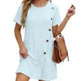 thumbnail image 3 of LIaqionyy Women's T Shirt Dress Short Sleeve Summer Casual Button down Crew Neck Sundresses Mini Dresses, 3 of 7
