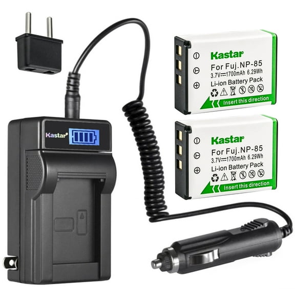 Kastar 2-Pack NP-85 Battery and LCD AC Charger Compatible with PAMIEL HD-180A HD180A HD-230A HD230A Speed HD-230Z HD230Z Soulycin FHD-A999 Aiptek AHD H23 AHD-H23 Phisung HDV-C706G HDV-Z806P