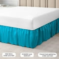 thumbnail image 2 of CCNY Dust Ruffled Style Bed Skirt Three Quarter size Adjustable Elastic 11" Drop Length Microfiber Made Turquoise Blue Bedskirts, 2 of 6