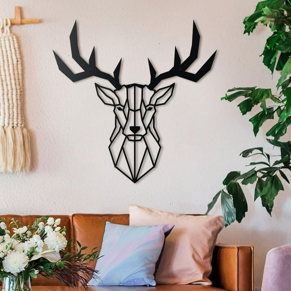 SUSSEXHOME Geometric Deer Metal Wall Art, Wildlife Metal Wall Decor, Living Room and Home Decor, Modern Style (20.9" (L) x 18.5" (W) - 53cm x 47cm)