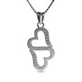 thumbnail image 4 of DEPHINI - Two Hearts Necklace - 925 Sterling Silver Minimalist Pendant, 4 of 7