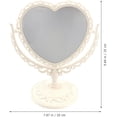 thumbnail image 2 of Double Sided Mirror with 360 Degree Rotation Table Top Heart Shape Makeup Cosmetic Mirror (Beige), 2 of 8