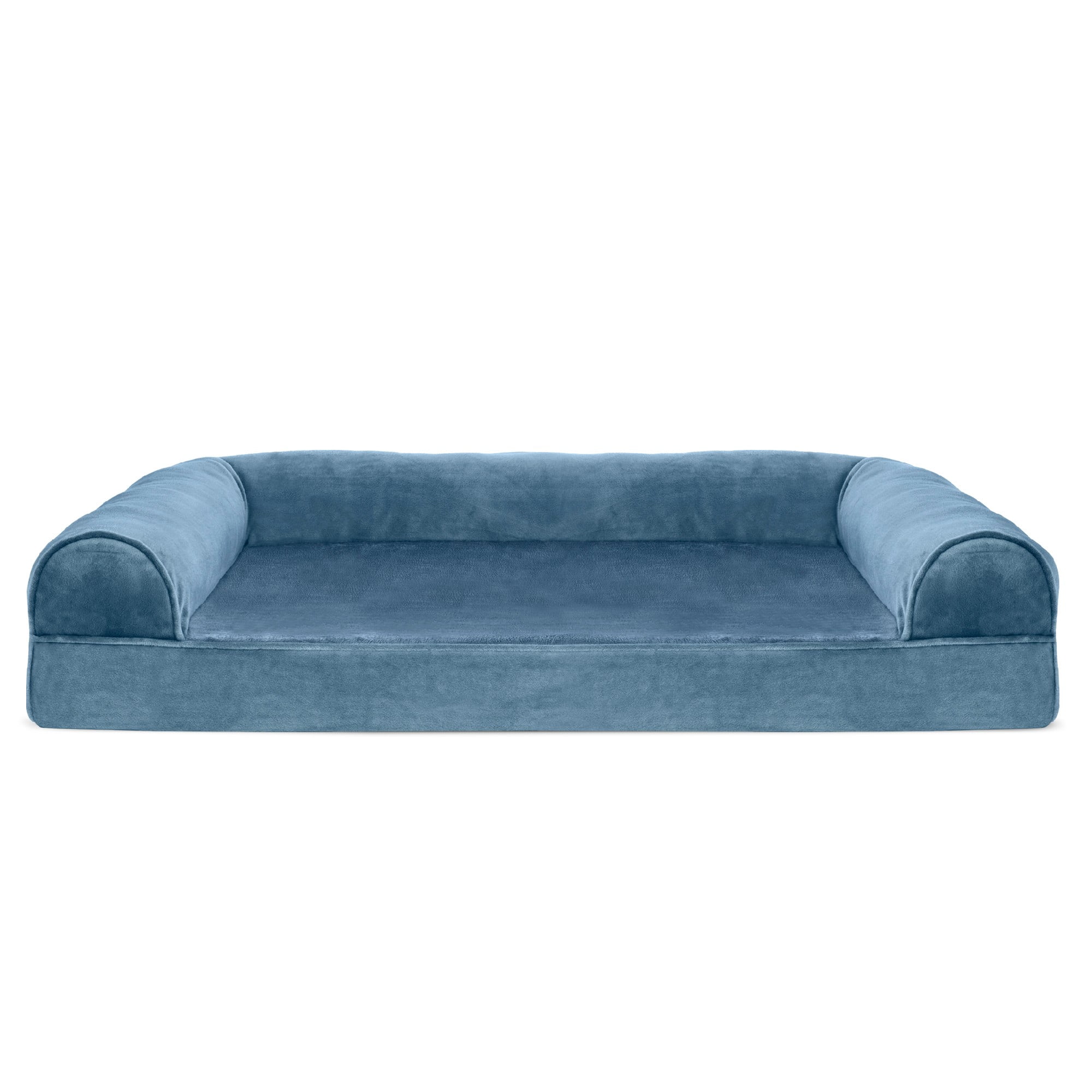 FurHaven Pet Products Faux Fur & Velvet Orthopedic Sofa Pet Bed for Dogs & Cats - Harbor Blue, Large