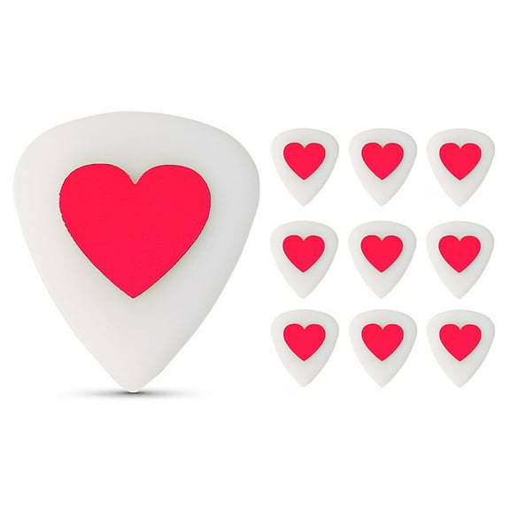 Pickboy Pink Love Heart on White Polyacetal Guitar/Bass Picks 1.00mm (10pk)