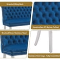 thumbnail image 7 of Aoowow Velvet 2 Seat Dining Bench Blue Silver Legs, 7 of 7