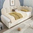 thumbnail image 4 of Mirightone Twin Size Daybed with Trundle, Twin Trundle Bed Frame, Velvet Upholstered Sofa Bed for Guest Room, Beige, 4 of 8