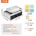 thumbnail image 6 of VEVOR Commercial Waffle Maker, 10PCS Rectangle Waffle Baker Machine, 1550W Non-Stick Stainless Steel Belgian Waffle Iron with Temp and Time Control, Handle, for Restaurant Bakery Snack Bar Family, 6 of 9