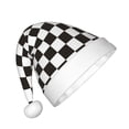 thumbnail image 2 of Haiem Black and White Checkerboard Pattern Santa Hat Confortable Velvet Christmas Hat for Christmas Party Favors Fit for Adults and Kids, 2 of 6