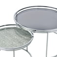 thumbnail image 3 of Ensigne Metal 2-Piece Round Nesting Table Set, Chrome and Gray, 3 of 7
