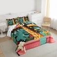 thumbnail image 4 of Homewish Cute Wildlife Giraffe Queen Comforter Set, Jungle Bathing Animal Bedding Sets, Pink Green Cartoon Reversible Bedding Comforter Set, Microfiber Bedroom Decor, 3-Piece, 4 of 9