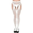 thumbnail image 2 of Ovbmpzd Women's Crotchless Tights Garter Fishnet White Pantyhose Suspender Hollow Out Leggings Tights for Women, 2 of 2