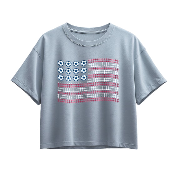 Instant Message - Soccer Ball American Flag Short Sleeve Boxy Graphic T-Shirt